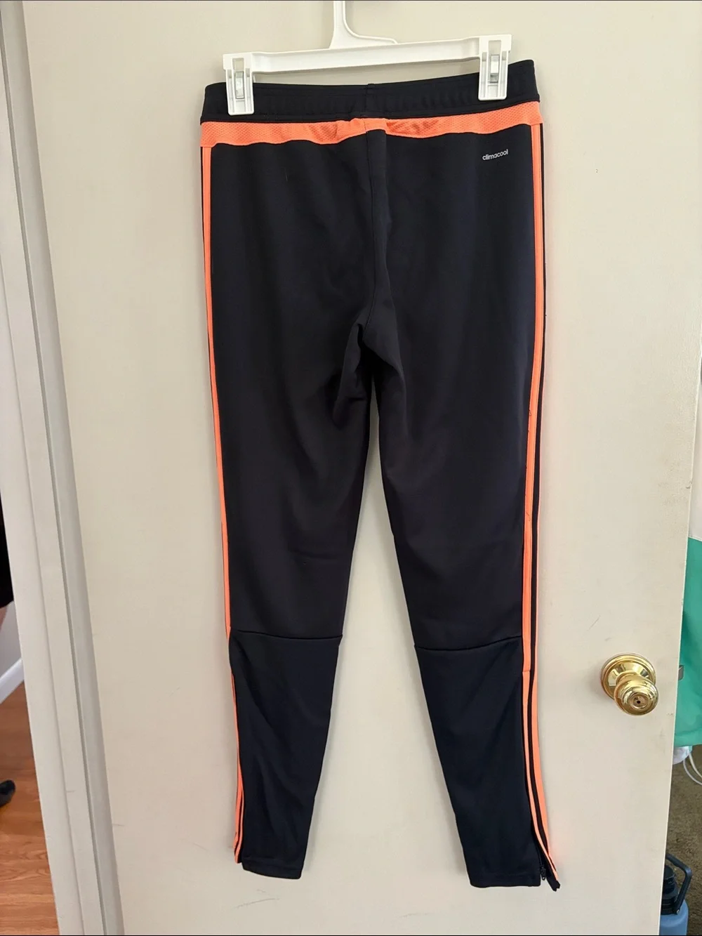 adidas Grey with Coral Stripe Soccer Pants - Picture 2 of 3